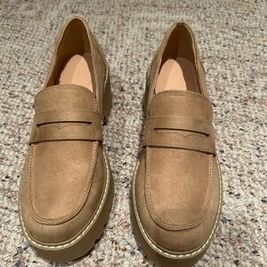 Tan platform loafers - never worn.